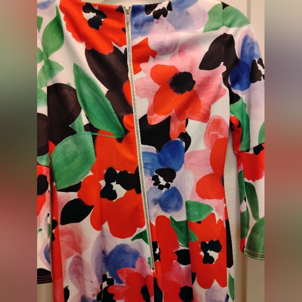 NWOT Calvin Klein Floral Bell Sleeve Sheath Dress Multicolor – Women’s Size 4 - Picture 4 of 5